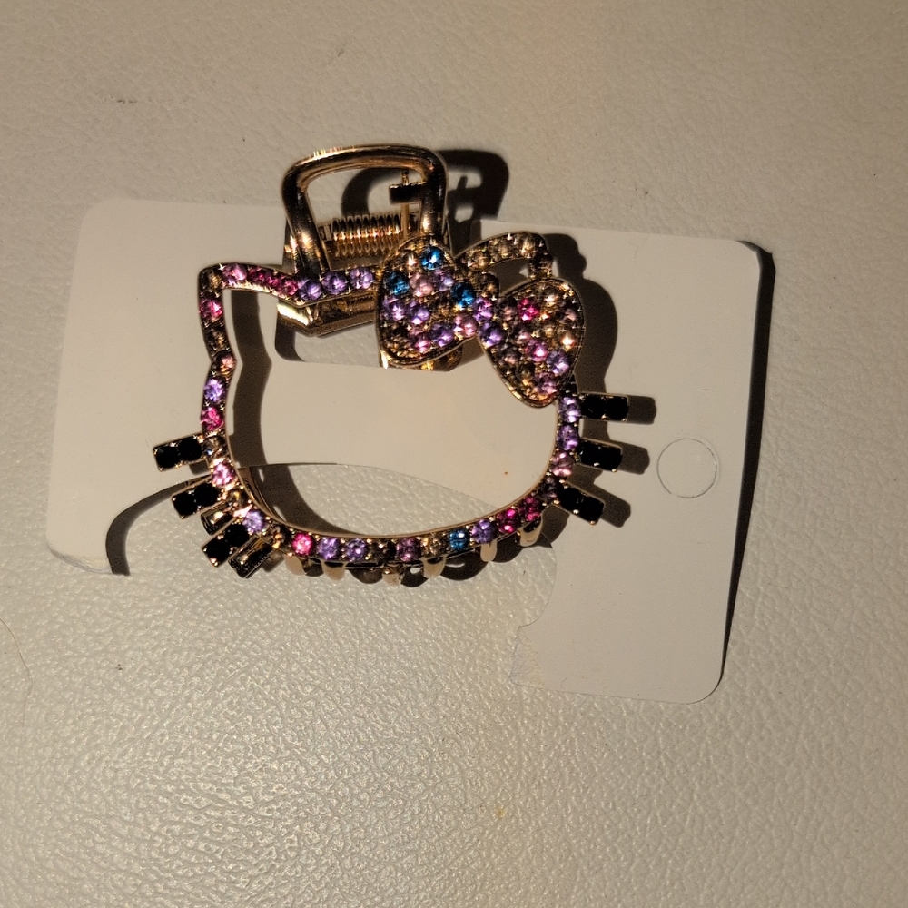 Sparkling Hello Kitty Bow Hair Clip with Multicolor Accents